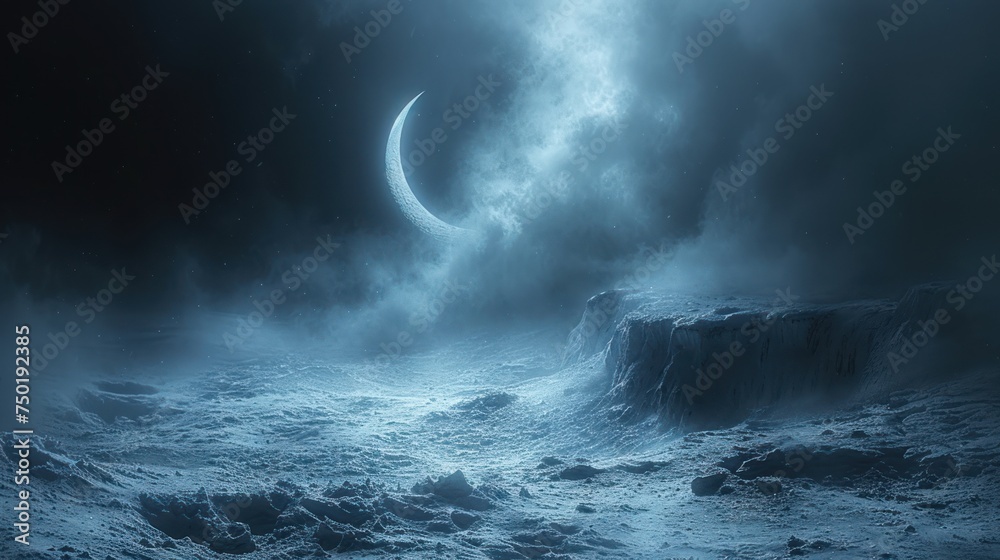 a view of the moon from the surface of the moon in the night sky, with a few clouds in the foreground and a rocky outcrop in the foreground. a view of the moon from the surface of the moon in the night sky, with a few clouds in the foreground and a rocky outcrop in the foreground.