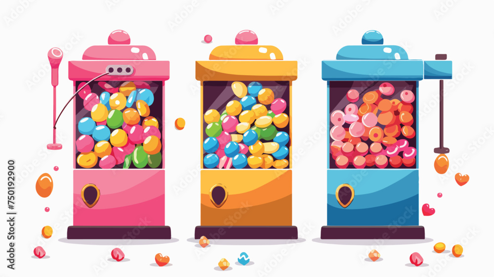 Cute candies dispenser machine fair icon isolated on - obrazy, fototapety, plakaty 