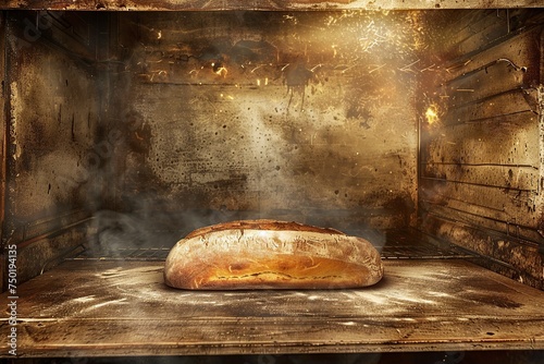 old vintage style oven, baking bread