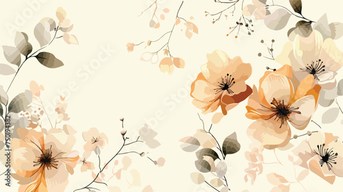Delicate beige floral background with beautiful flow