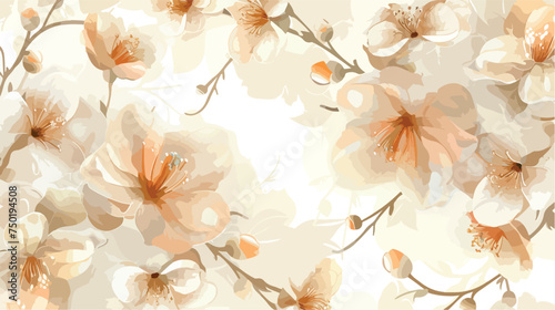 Delicate beige floral background with beautiful flow