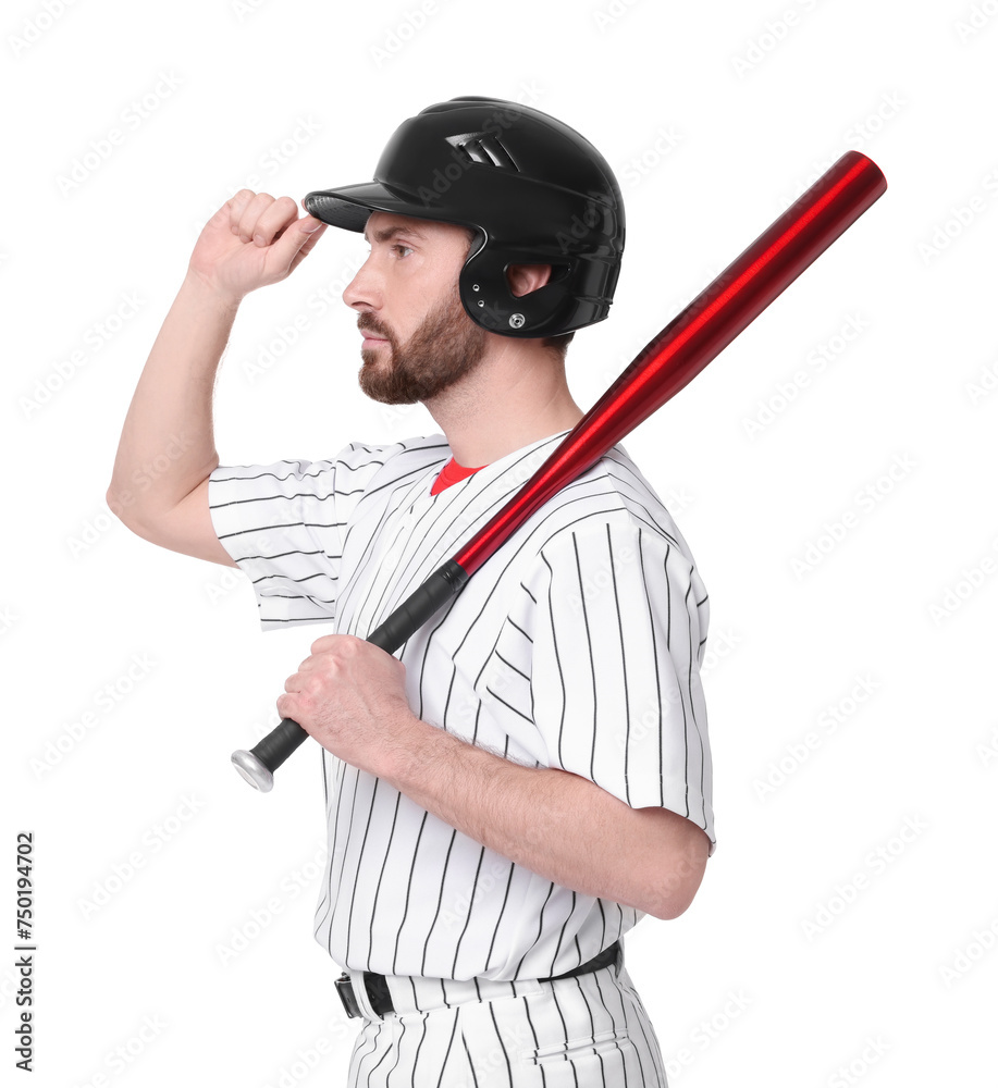 Baseball player with bat on white background Baseball player with bat on white background