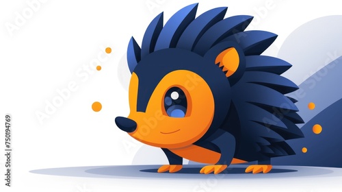  a cartoon character of a hedgehog standing in front of a blue and orange background with bubbles coming out of it s mouth and the top part of the hedgehog s head.