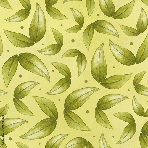 Green Leaves seamless pattern | repeat files | Green textures (ID: 750194949)
