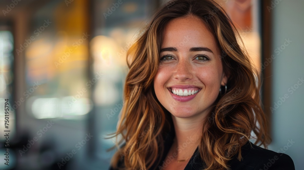 custom made wallpaper toronto digitalWoman With Long Hair Smiling at the Camera