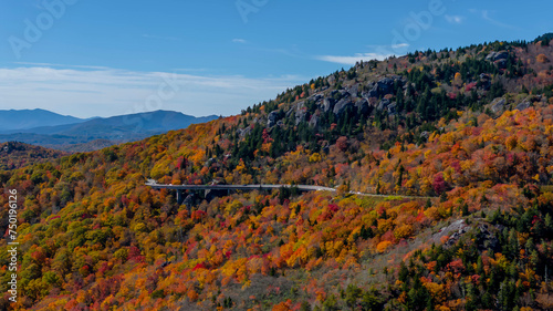 Aerial View Of The Changing Of The Leaves In The North Carolina Mountains © Grindstone Media Grp