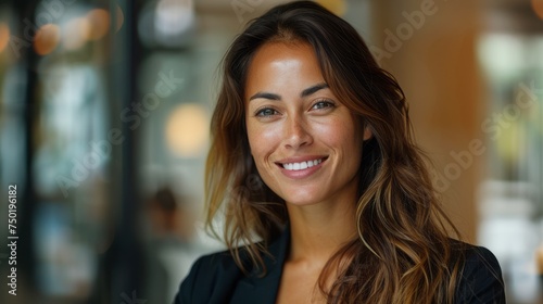 Woman With Long Hair Smiling at Camera