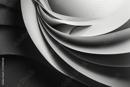 Abstract black and white flowing design - An artistic representation of swirling shapes in monochrome, suggesting a sense of motion and elegance