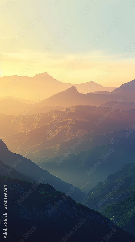 Golden hour glow on rugged mountain terrain - The warm golden light of sunset accentuates the textured mountainscape, offering a stunning display of natural beauty and drama