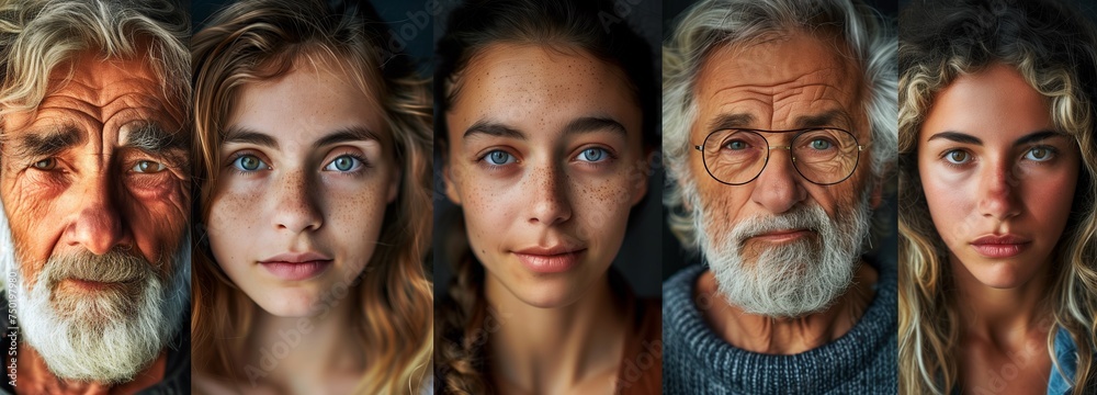 Portraits of two men and two women. A Glimpse Across Generations X, Y, and Z Portraits of two men and two women. A Glimpse Across Generations X, Y, and Z