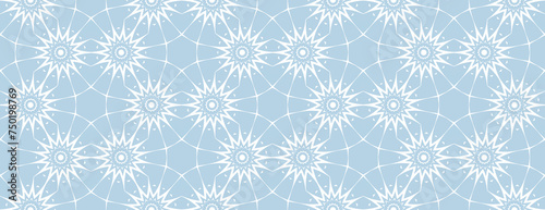 Vintage seamless pattern. Ornamental antique style floral background. Light blue and white ornament