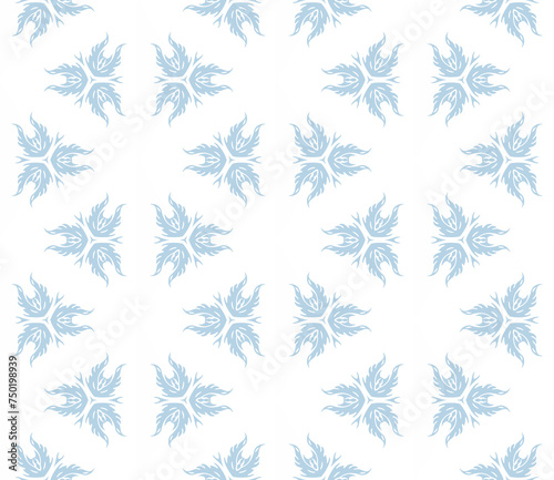 Blue and white patterned surface with geometric shapes
