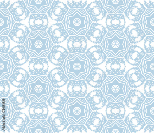 Blue and white patterned surface with geometric shapes