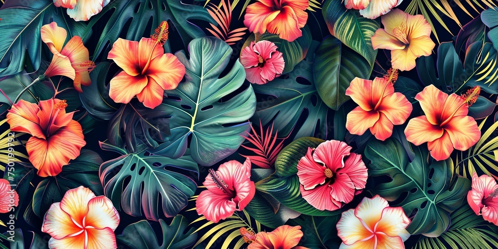 Abstract Botanical Florals  background pattern Generative AI