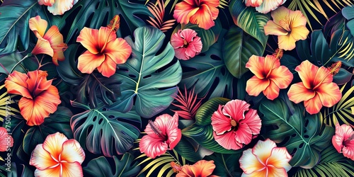 Abstract Botanical Florals background pattern Generative AI