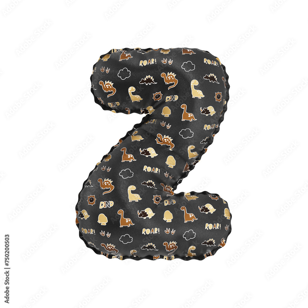 3D inflated balloon letter Z with black and yellow fabric textured dinosaurus design for children 3D inflated balloon letter Z with black and yellow fabric textured dinosaurus design for children