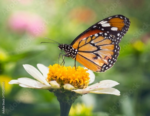 dreamy butterfly on flower on a sunny day