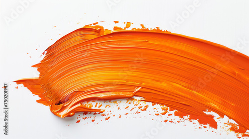 A sweeping brush stroke of orange paint creates a smooth wave across a pristine white background