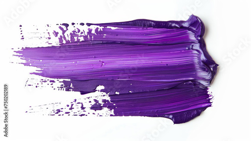 Dynamic purple paint swipe isolated on white, conveying artistry and creative expression in design