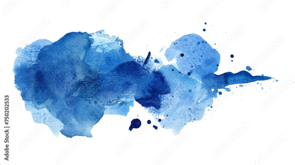 A vivid blue watercolor splash that stands out on a pristine white background, depicting artistic creativity and fluidity A vivid blue watercolor splash that stands out on a pristine white background, depicting artistic creativity and fluidity