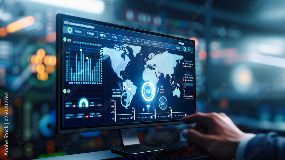 Businessman working on laptop, digital technology in finance and communication, modern office background Businessman working on laptop, digital technology in finance and communication, modern office background