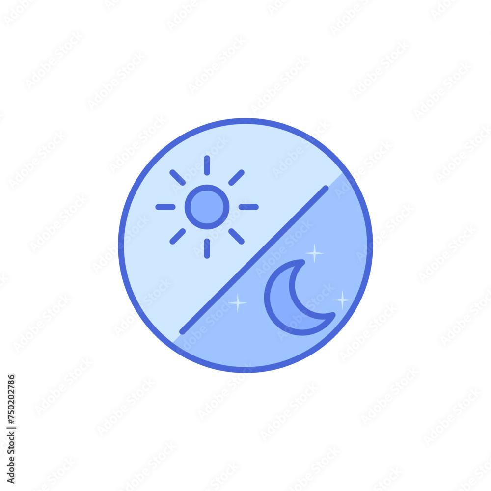 Sun and moon in sky, day and night. icon in trendy style isolated on white background. Website pictogram. Internet symbol for your web site design, logo, app, UI.