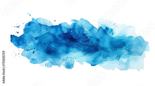 An abstract flowing blue watercolor wash symbolizing serenity and art movement, on a white background, for serene designs © Daniel