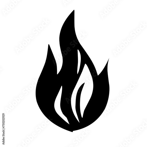 Ikon Api Hitam dan Putih Vektor Datar. Tanda Bentuk Api Unggun, Terisolasi. Koleksi Api Unggun