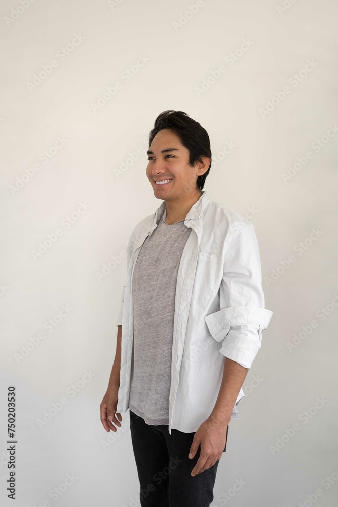 Portrait of hispanic man on the white background