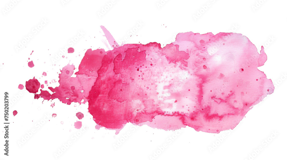 Abstract pink watercolor splash, ideal for backgrounds or creative design elements, with a vivid, flowing appearance