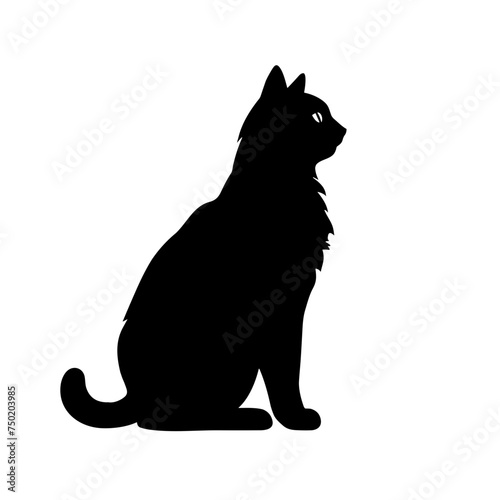 cat silhouette black and white vector illustration isolated transparent background, logo, cut out or cutout t-shirt print design, poster, products or packaging design.