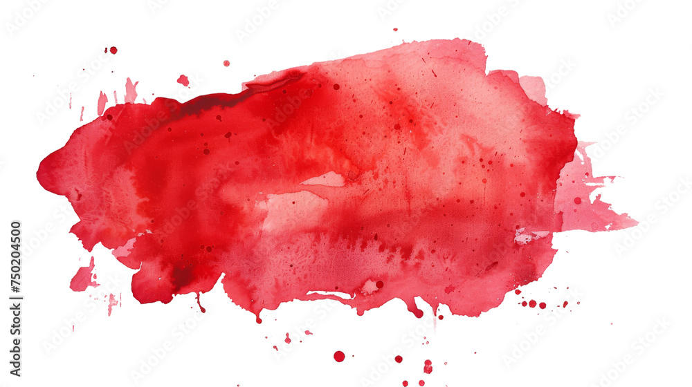 A saturated crimson red color watercolor splash creating a bold and artistic expression on white background - obrazy, fototapety, plakaty 