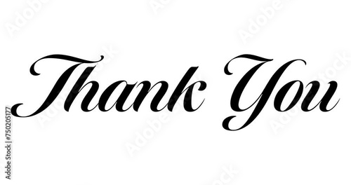 Animated calligraphy that appears write effect with text Thank You on White background