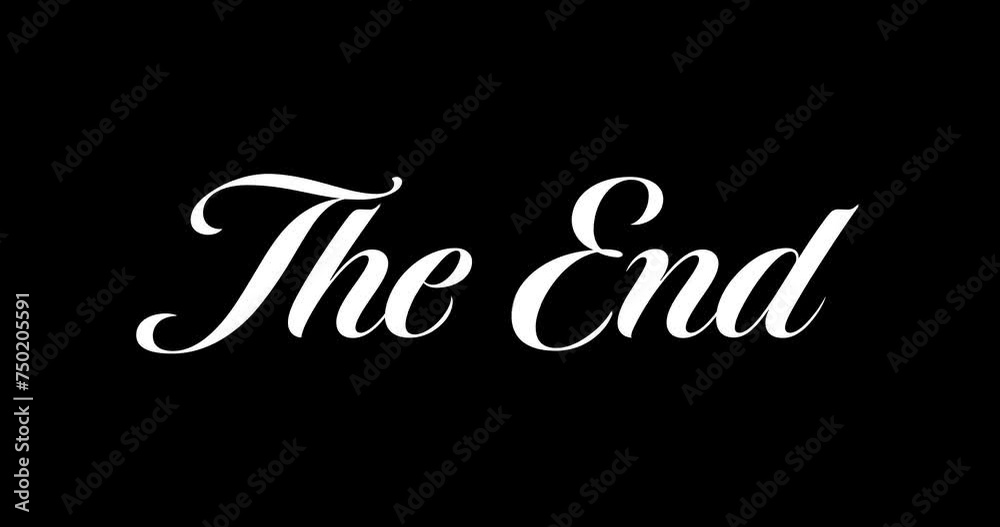 Animated calligraphy that appears write effect with text The End on Black background