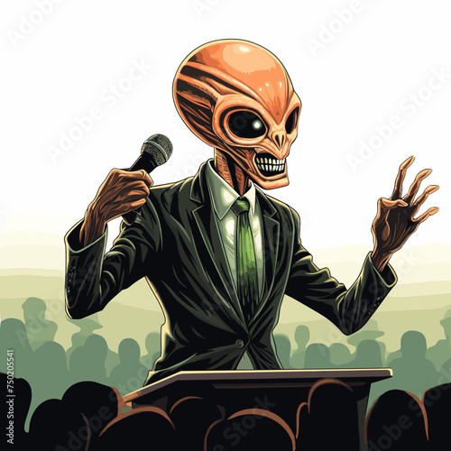 Alien-Podium Ansprache eines Außerirdischen Vektor Illustration