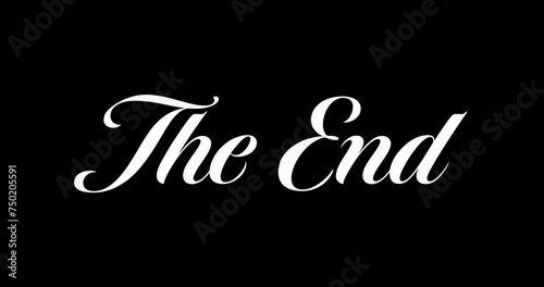 Animated calligraphy that appears write effect with text The End on Black background
