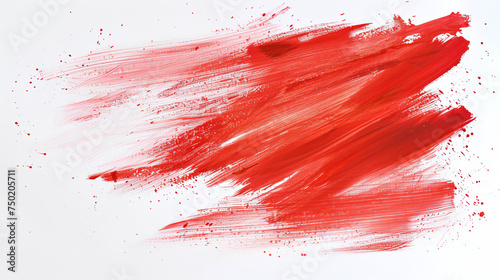 The striking red brush stroke on a pristine white background evokes strong feelings, with a dramatic contrast ideal for design © Daniel
