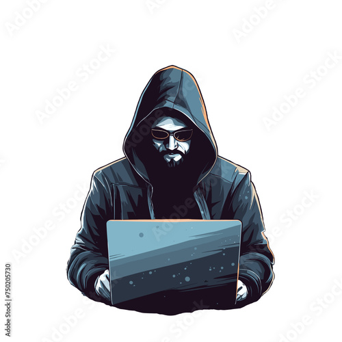 KI-Hacker mit Laptop vektor