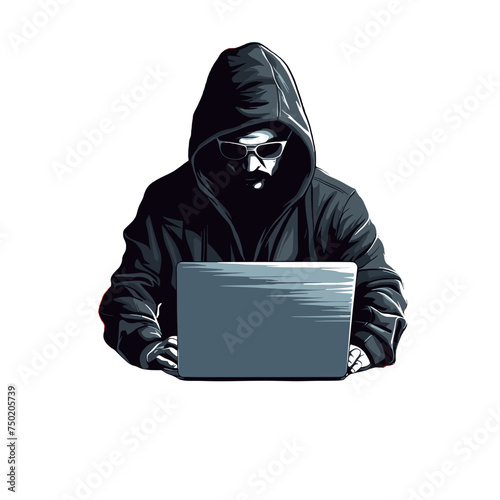 KI-Hacker mit Laptop vektor