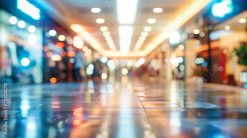 Blurred mall interior, abstract background with modern business and shopping concept, retail space bokeh