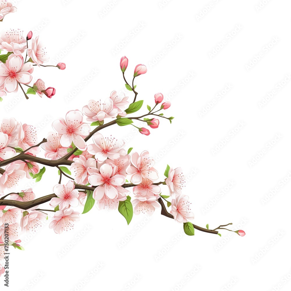 Cherry blossom background, Spring blossom, Vector illustration, Ai Generated