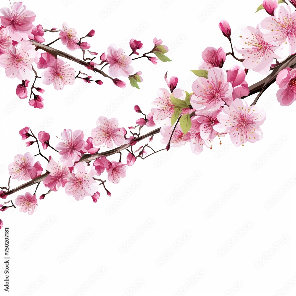 cherry blossom branch isolated on white background, Ai Generated cherry blossom branch isolated on white background, Ai Generated