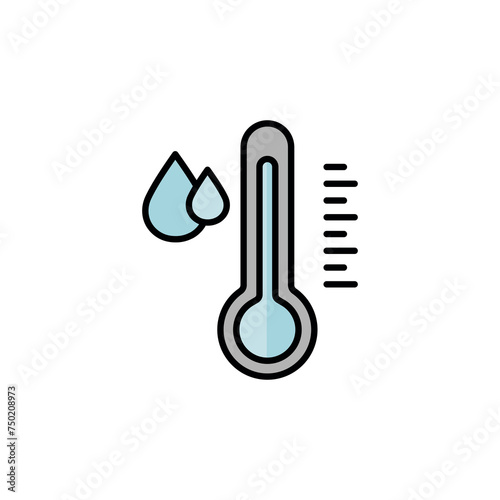 
Water Temperature Indicator icon. Mercury Thermometer and Water Drop Color Pictogram. Collection of Temperature and Humidity Level Marks. Editable Isolated Vector Illustration.