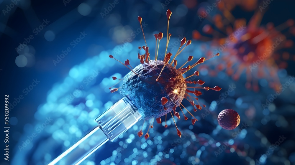 Photo-Realistic Virus and Cancer Vectors in Medical Research - obrazy, fototapety, plakaty 