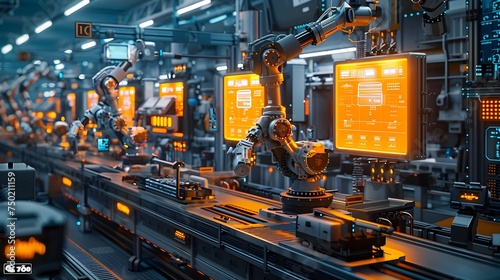 Automated Factory with Robots on the Assembly Line