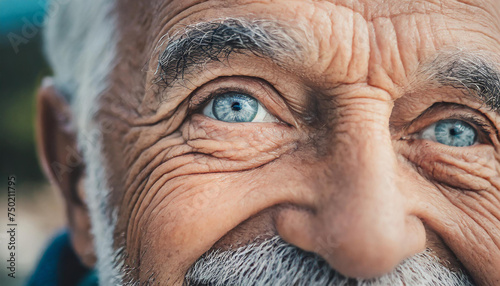 ritratto uomo anziano occhi azzurri rughe  photo