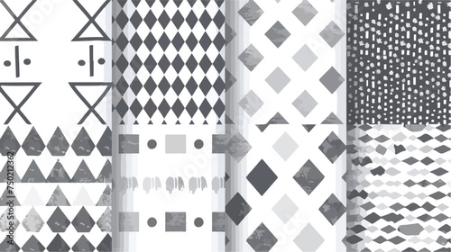 Geometric set of seamless gray and white patterns. S