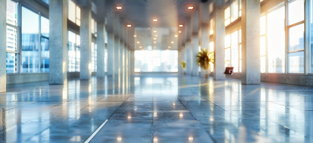 Abstract modern corridor architecture in business building, empty and bright design with futuristic elements