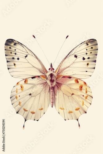 Vintage botanical illustrations of a Butterfly, Crisp details on a solid white background, Subtle color gradients, Ink outlines, Victorian influence, HD clarity