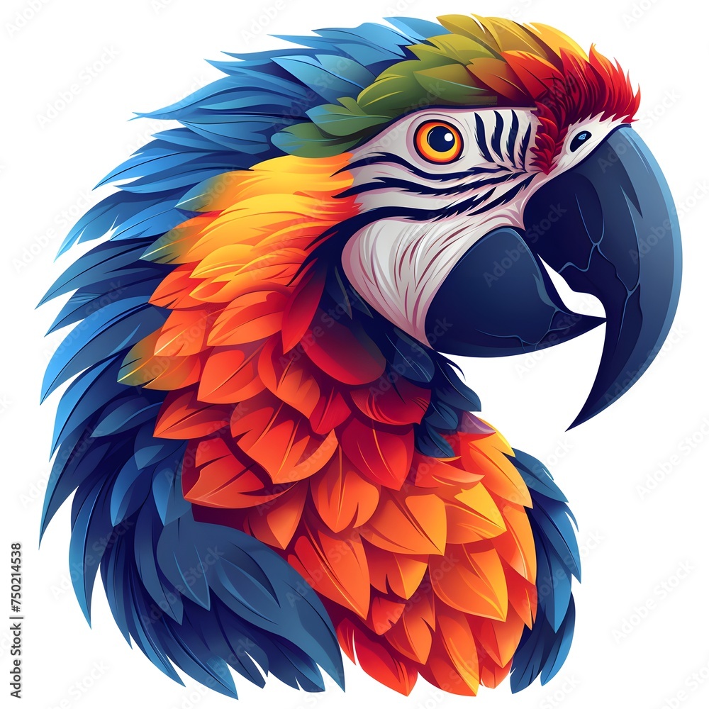 Obraz premium Parrot illustration logo design on white isolated background